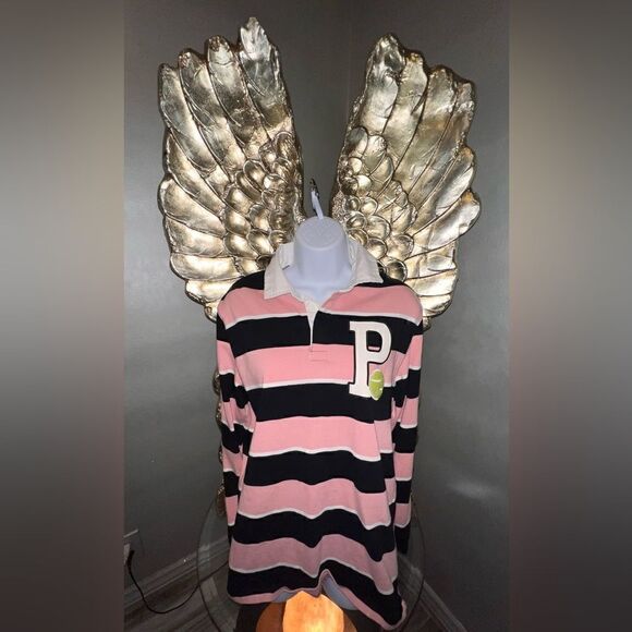 ZARA Patch Striped Polo Pink and Black, Unisex, Men size Small - Picture 5 of 15